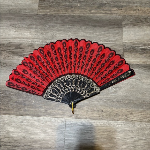 Accessories - Elegant Red and Black Hand Fan